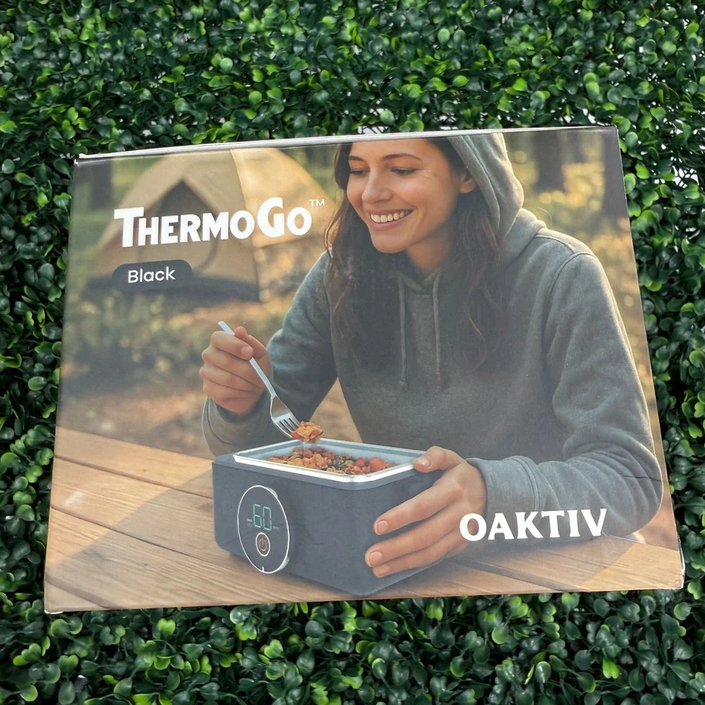 OAKTIV ThermoGo Self-Warming Battery Powered Lunch Box Black 20k-mAh OT-TRMG-BLK